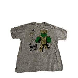 BOYS MINECRAFT Gray T SHIRT size XL Excellent Condition